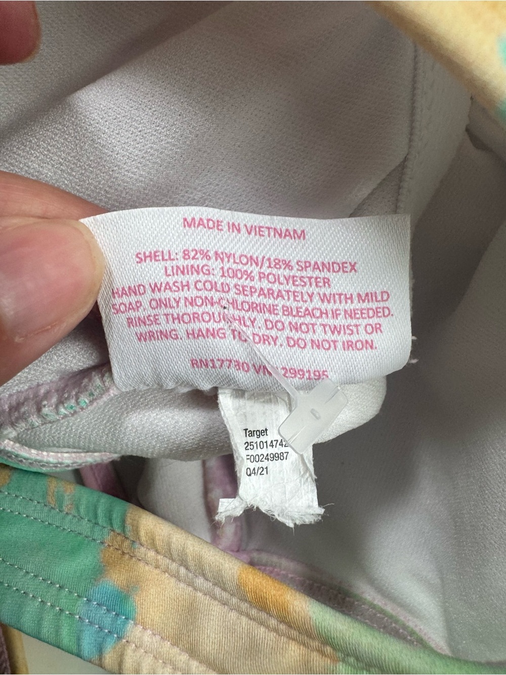 Stoney Clover Lane x Target Rainbow Tie Dye One Piece Swimsuit Small S Pastel Y2 - Picture 11 of 11